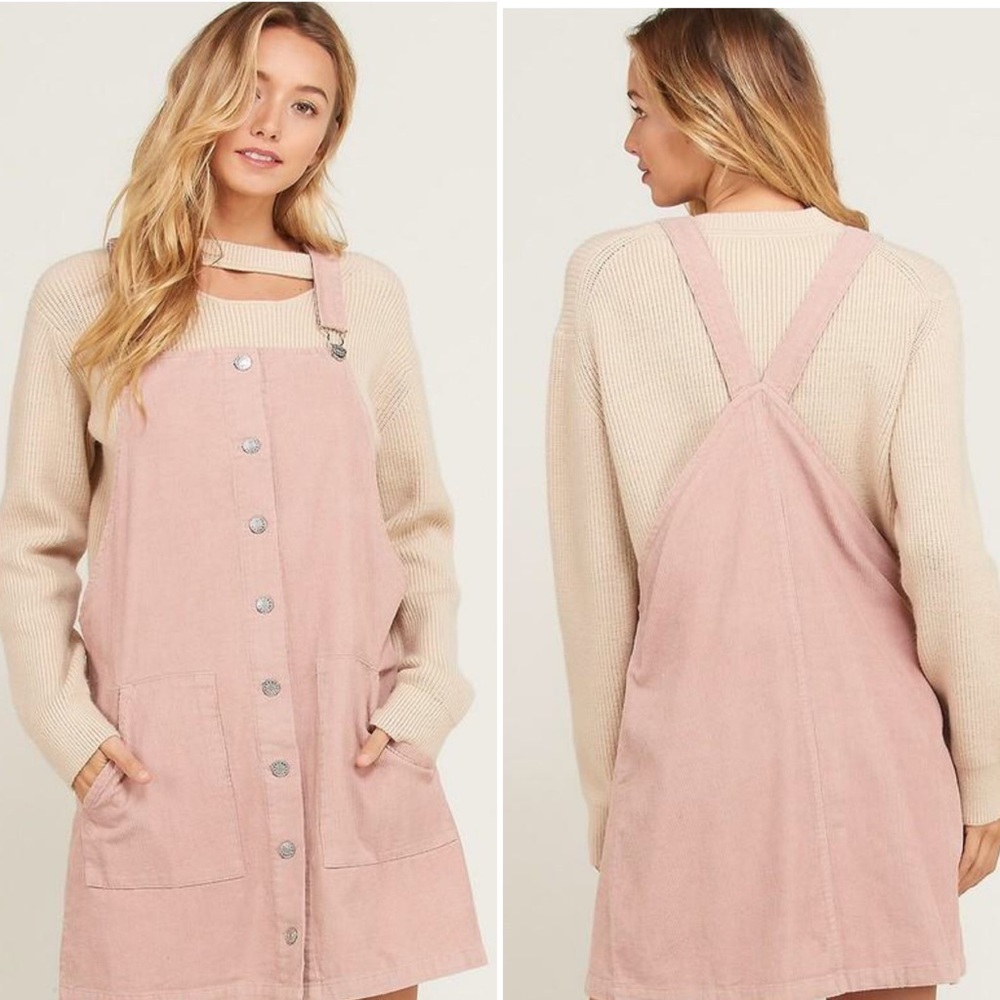 LOVE THESE! Pink Corduroy Overall Skirts - Picture 2 of 3